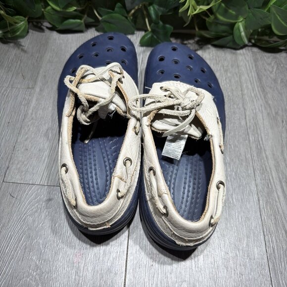 Crocs Blue Leather Islander Pitcrew Sport Boat Shoes Mens US Size 7 Womens 9 main image 8